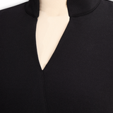 Alzira - Vestido elegante com cinto e gola mandarim