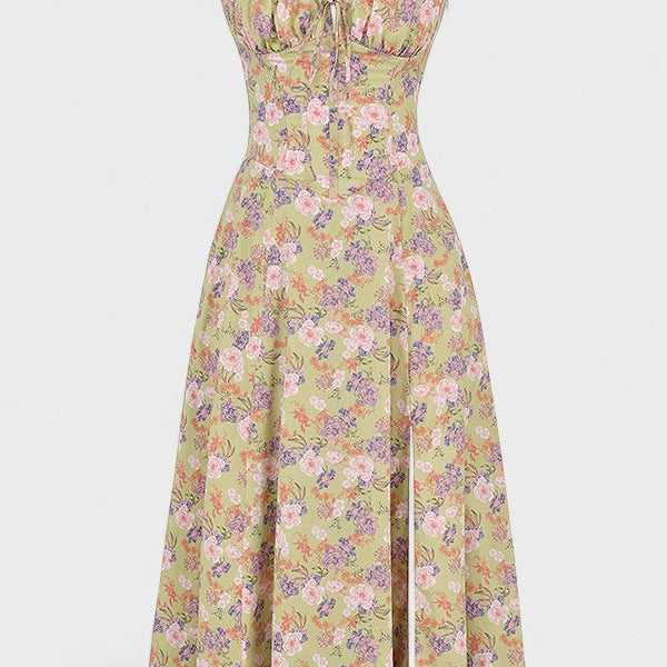 Carolina - Vestido Floral com Corpete Ajustado