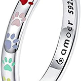 Anel com Impressão de Pata em Prata Esterlina