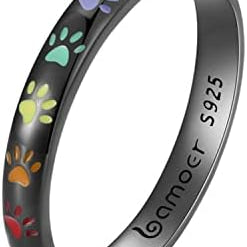 Anel com Impressão de Pata em Prata Esterlina