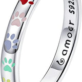 Anel com Impressão de Pata em Prata Esterlina