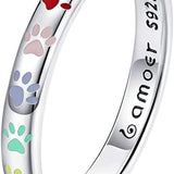 Anel com Impressão de Pata em Prata Esterlina