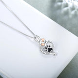 Colar da Sorte com Patinha, Coração & Osso – Pingente "Sempre no meu coração"