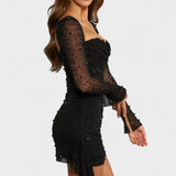 Sónia - Vestido Mini com Brilho e Decote