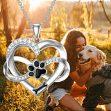 Colar Infinito com Coração e Patinha em Prata – Joalharia Simbólica para Animais de Estimação