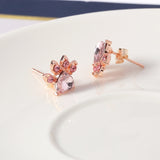 Conjunto de Joias de Patas para Mulheres – 4 Peças | Ouro Rosa com Coração de Zircônia – Anel, Colar, Brincos & Pulseira