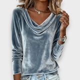 Lijana - T-shirt de veludo de manga comprida em cor sólida