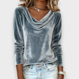 Lijana - T-shirt de veludo de manga comprida em cor sólida