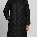 Cristiana  – Casaco acolchoado reversível de comprimento médio com forro leopardo