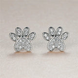 Brincos de Ponta de Gato em Forma de Coração com Zircão Branco