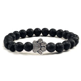 Pulseira de Pedra Natural com Pendente de Pata – Pulseira de Contas Elástica para Homens e Mulheres