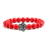 Pulseira de Pedra Natural com Pendente de Pata – Pulseira de Contas Elástica para Homens e Mulheres