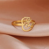 Anel em Forma de Pata de Coração Feito de Aço Inoxidável para Amantes de Animais