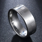 Anel de Aço Inoxidável Arco-Íris Artesanal com Impressão de Pata