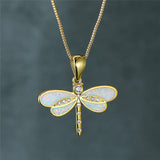 Colar Libélula em Ouro com Opala