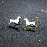 Brincos de Estudo de Dachshund – Brincos Minimalistas de Cão em Metal