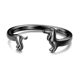 Anel Ajustável de Dachshund em Prata