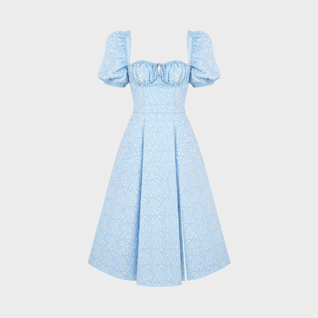 Helena - Vestido Verão com Decote Quadrado